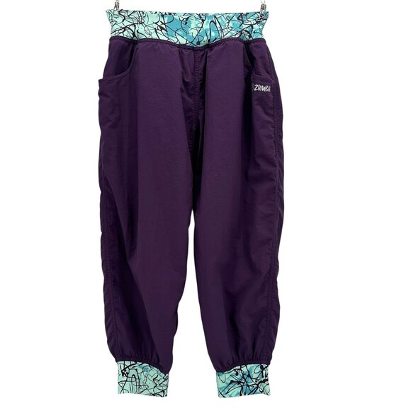 Zumba Womens Small Pants Cargo Crop Cant Touch This Purple Pull On Dance - Picture 1 of 10
